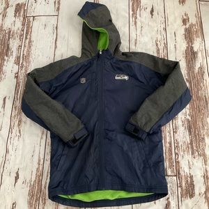 NFL SEATTLE SEAHAWKS YOUTH LARGE 14/16 HOODED LIGHTWEIGHT JACKET